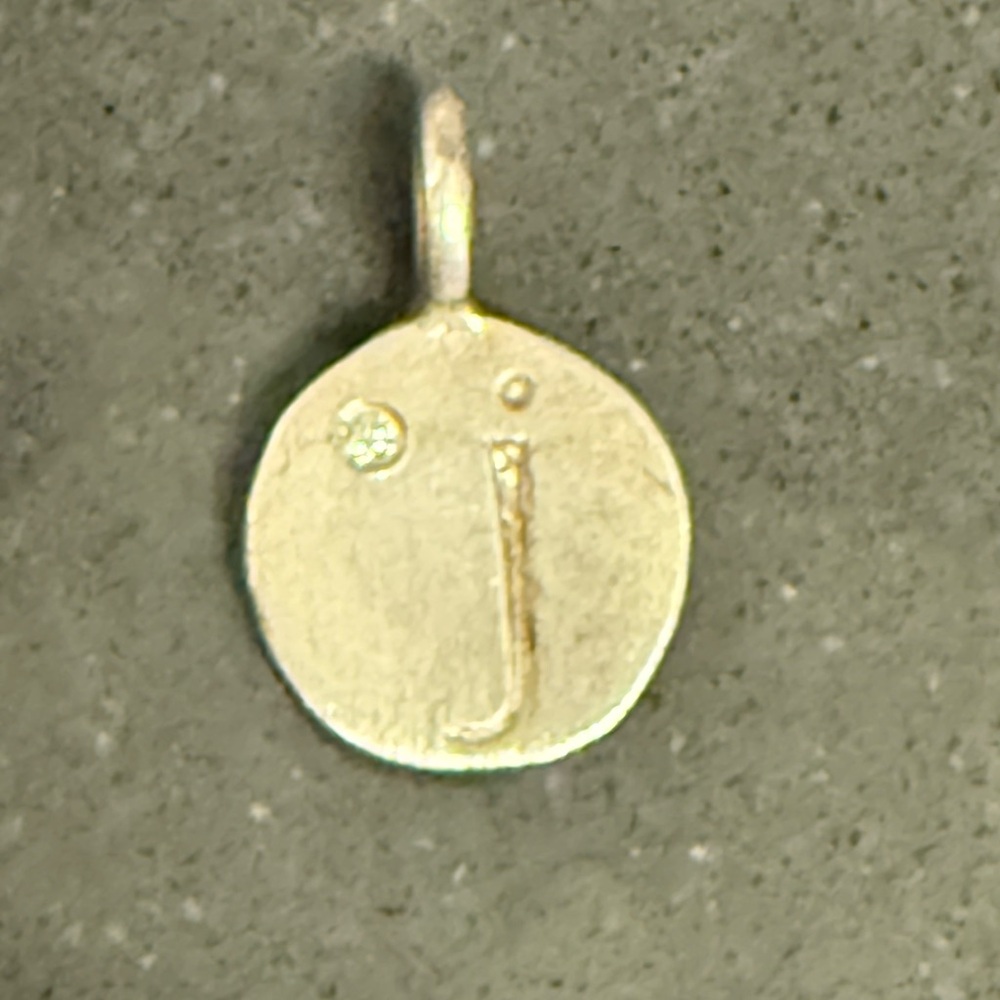 Sterling Silver Initial Pendant Charm- Letter J